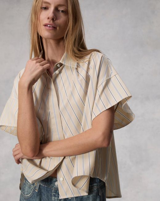 Rag & Bone Natural Martha Striped Cotton Poplin Shirt