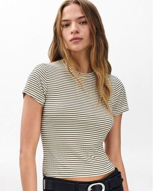 Rag & Bone Brown Luca Striped Baby Tee