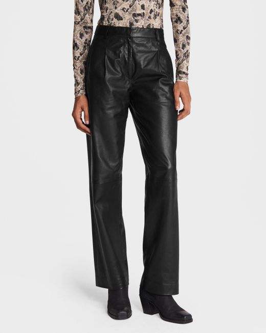 Rag & Bone Black Leslie Leather Pant Relaxed Fit Pant