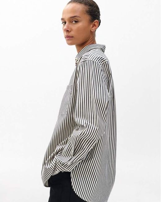 Rag & Bone Gray Connie Striped Poplin Shirt