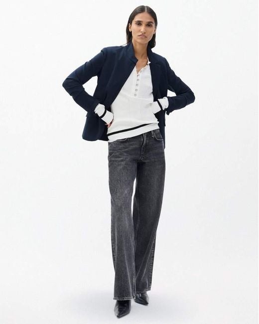 Rag & Bone White Kassy Ribbed Henley