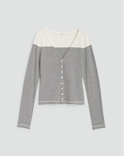 Rag & Bone White The Knit Striped Vee Cardigan Tops & Tees