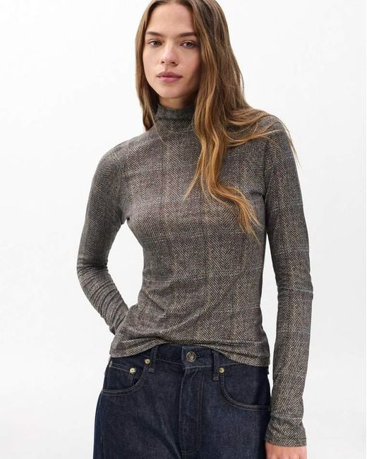 Rag & Bone Brown Shaw Plaid Turtleneck Tee