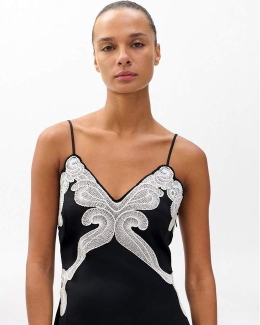 Rag & Bone Black Ann Embroidered Slip Dress