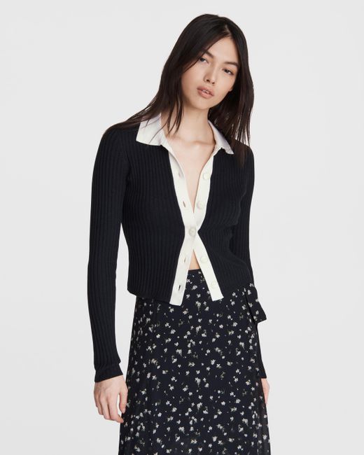 Rag & Bone Navaya Cotton Polo Cardigan in Blue | Lyst