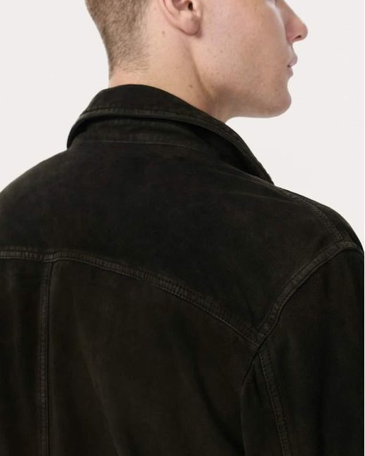 Rag & Bone Black Rb Suede Trucker Jacket for men