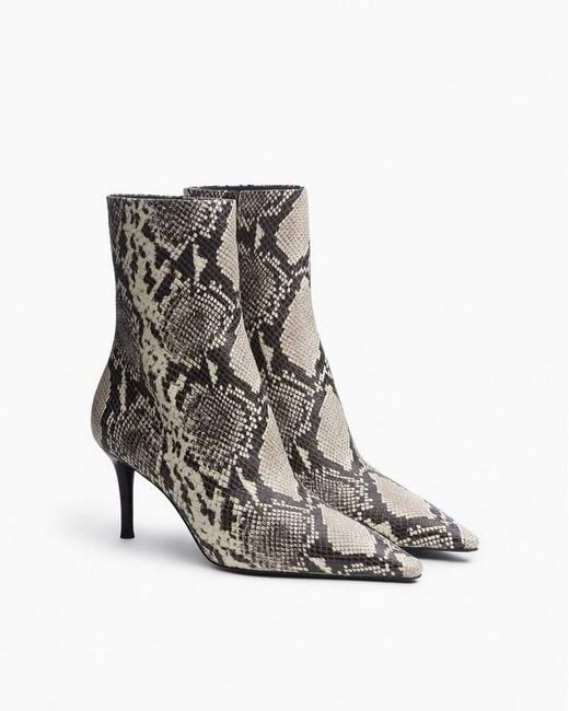 Rag & Bone White Mercer Embossed Leather Ankle Boots
