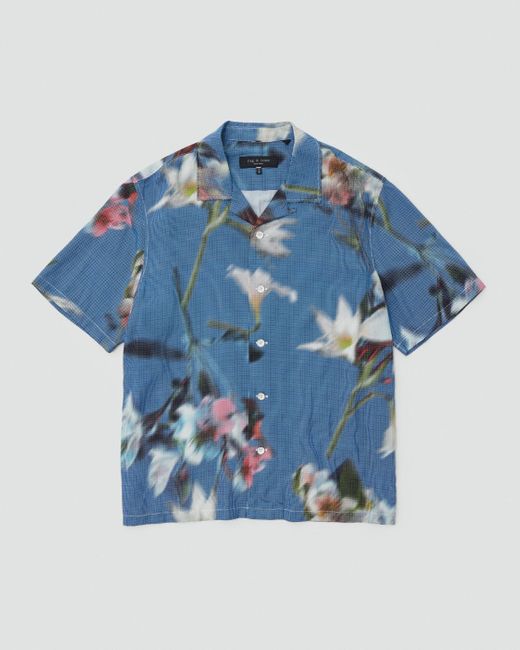Rag & Bone Blue Avery Printed Viscose Shirt for men