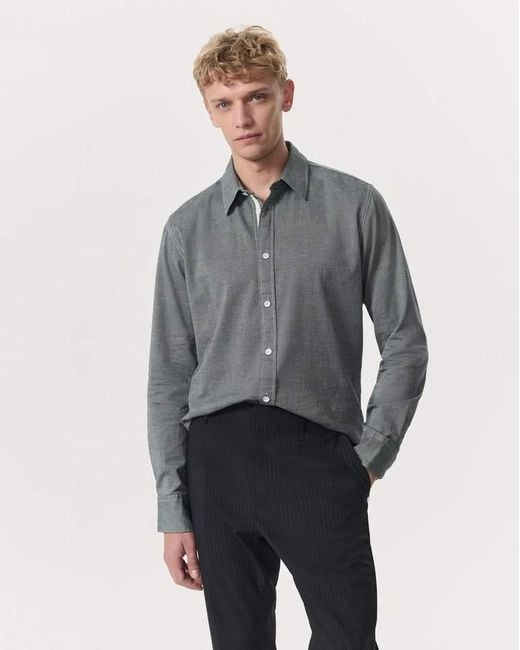 Rag & Bone Gray Tomlin Stretch-Cotton Dobby Shirt for men