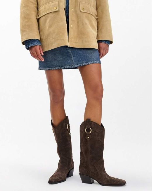 Rag & Bone Brown Joni Suede Cowboy Boots