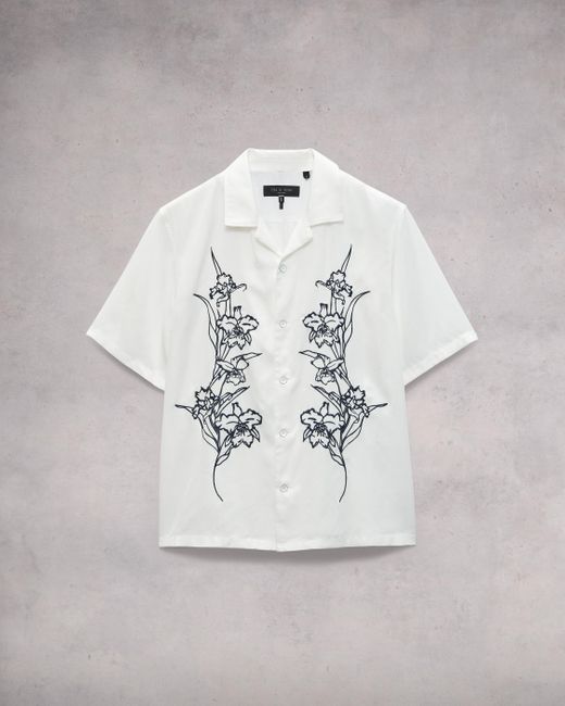 Rag & Bone Gray Avery Resort Embroidered Shirt for men