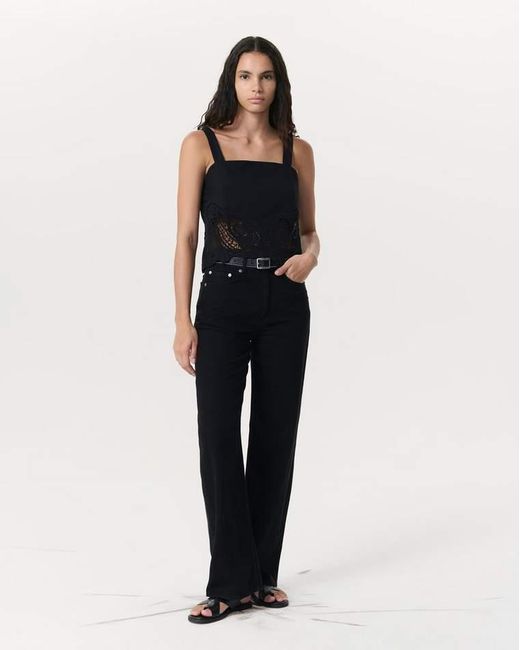 Rag & Bone Black Clem Lace-Trim Poplin Tank Top