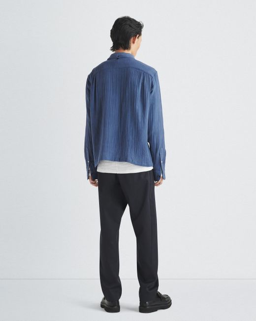 Rag & Bone Blue Avery Gauze Camp Shirt for men