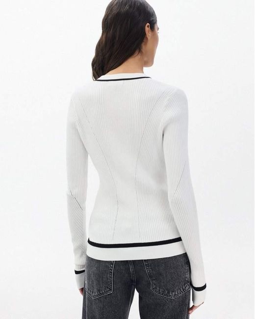 Rag & Bone White Kassy Ribbed Henley