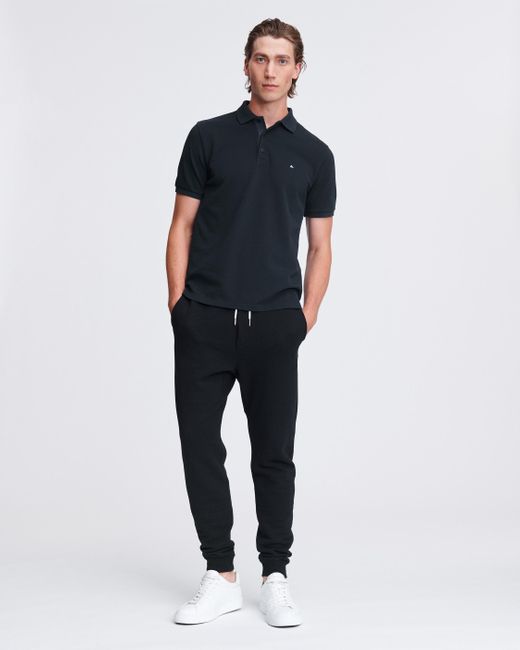Rag & Bone Black Hyper-laundered Pique Polo Slim Fit Shirt for men