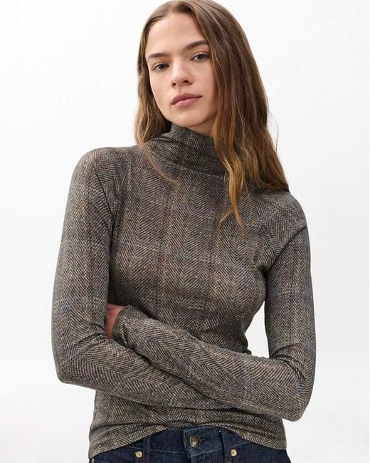Rag & Bone Brown Shaw Plaid Turtleneck Tee