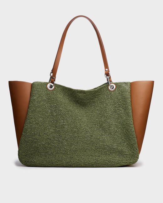 Rag & Bone Leather Revival Summer City Tote Paper Straw Extra Large