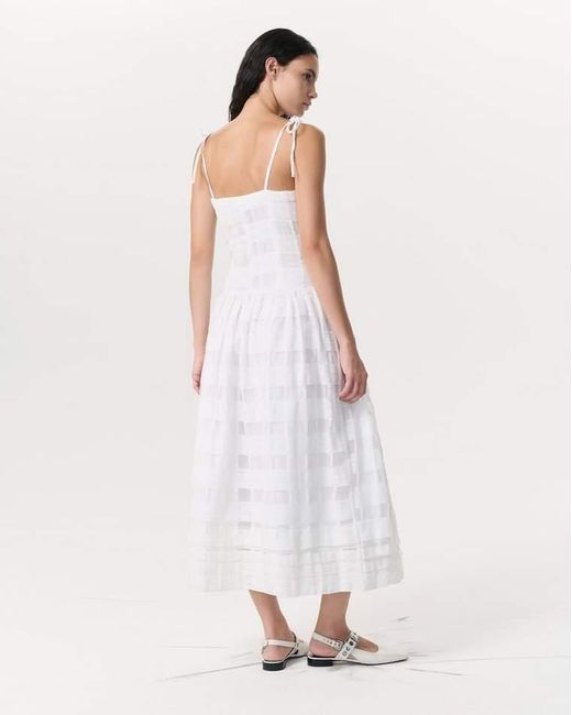 Rag & Bone White Presley Plaid Cotton-Blend Midi Dress