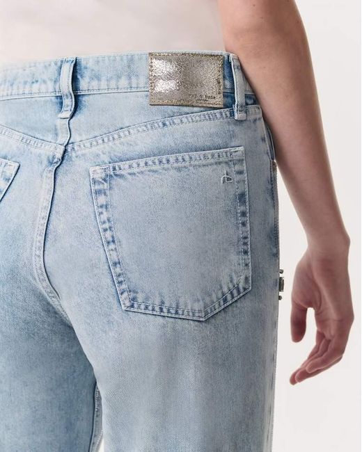 Rag & Bone White Shea Embellished Relaxed Straight Jeans