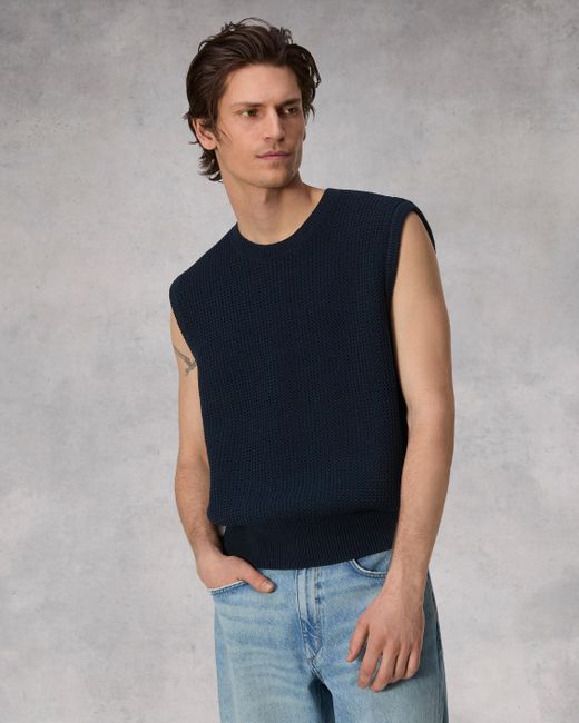 Rag & Bone Blue Karson Cotton Sweater Vest for men