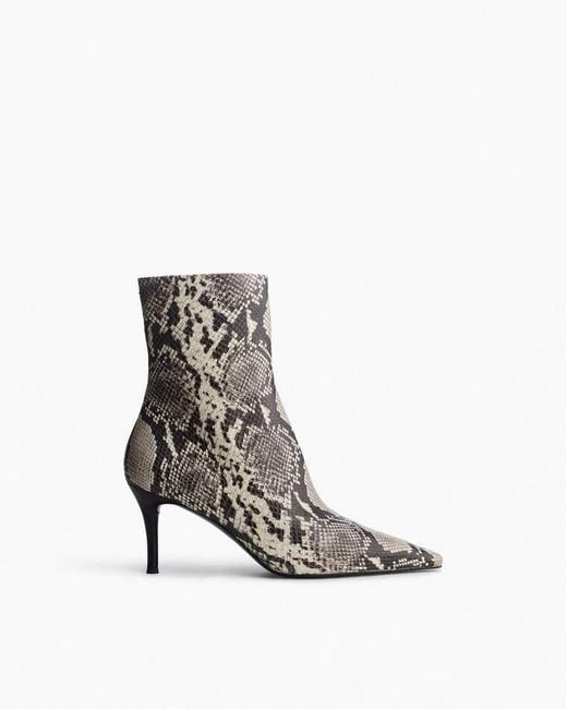 Rag & Bone White Mercer Embossed Leather Ankle Boots