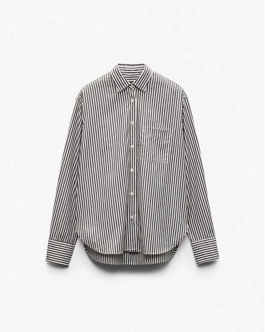 Rag & Bone Gray Connie Striped Poplin Shirt