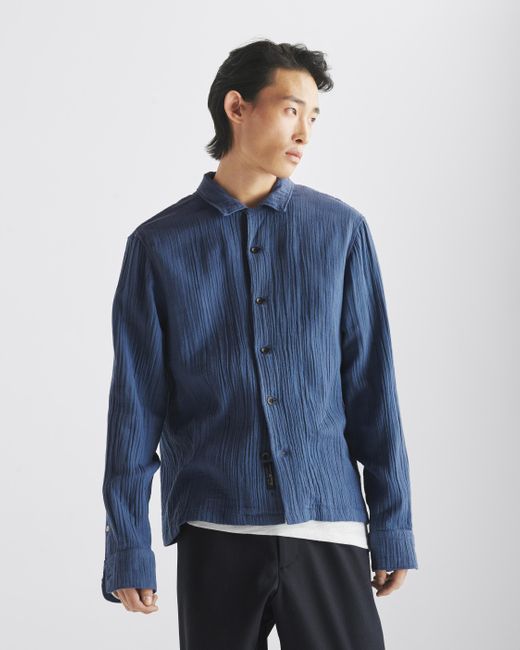 Rag & Bone Blue Avery Gauze Camp Shirt for men