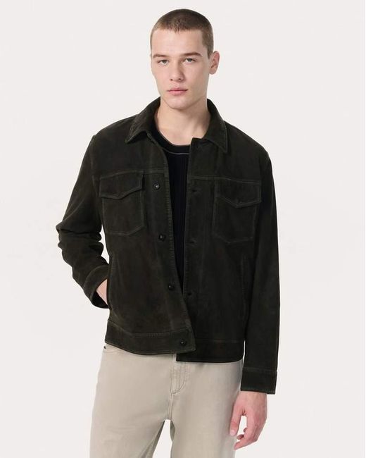 Rag & Bone Black Rb Suede Trucker Jacket for men