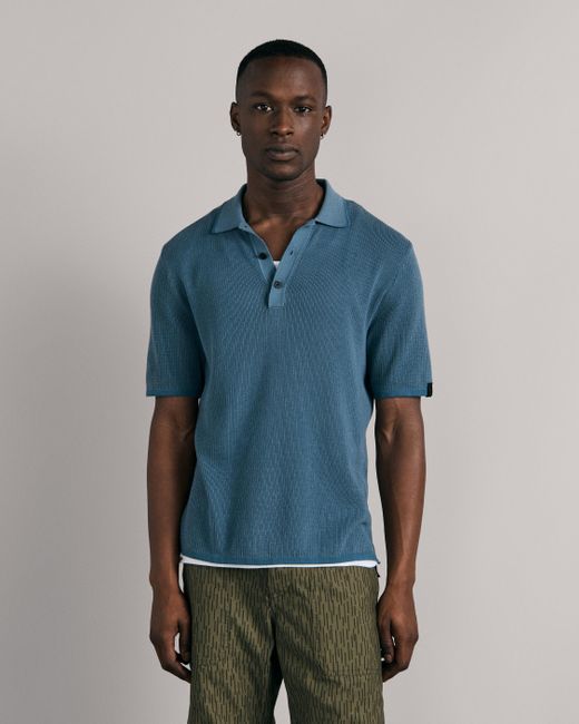 Rag & Bone Harvey Cotton Knit Short Sleeve Polo in Blue for Men | Lyst UK