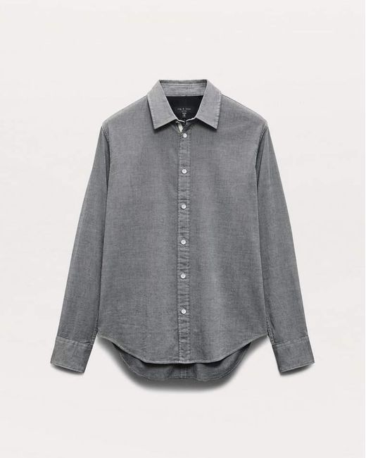 Rag & Bone Gray Tomlin Stretch-Cotton Dobby Shirt for men