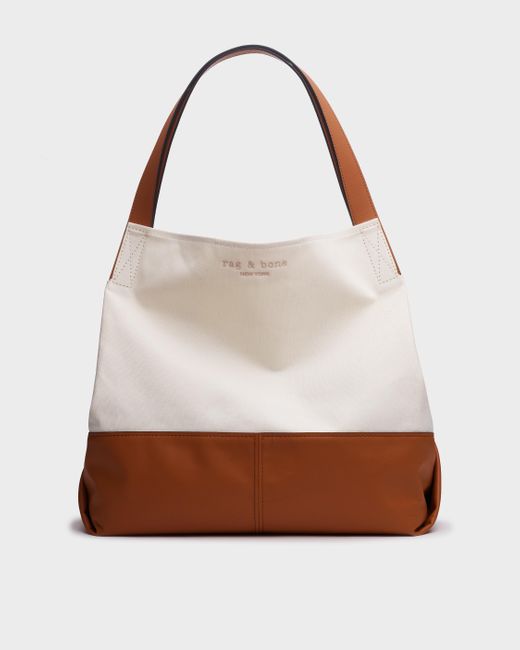Rag & Bone White Passenger Oversized Tote - Cotton And Leather Extra Large Tote Bag