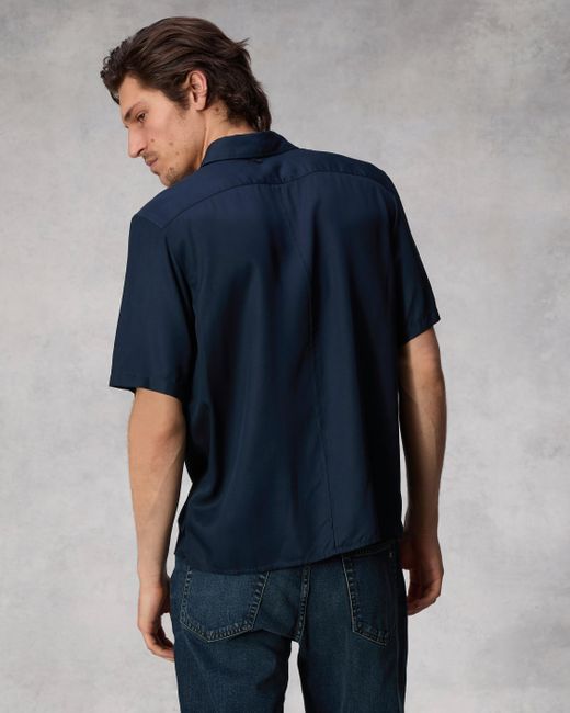 Rag & Bone Blue Dalton Viscose Twill Short Sleeve Shirt for men