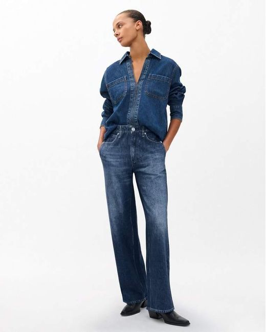 Rag & Bone Blue Miramar Wide-Leg Pants