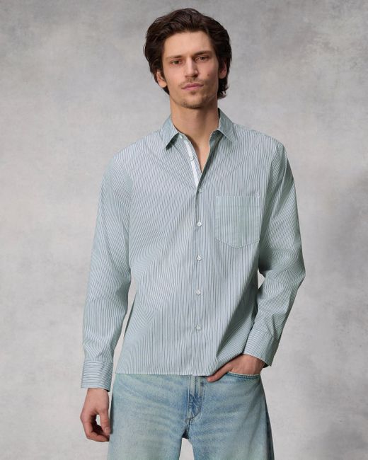 Rag & Bone Gray Dalton Striped Hemp Cotton Shirt for men