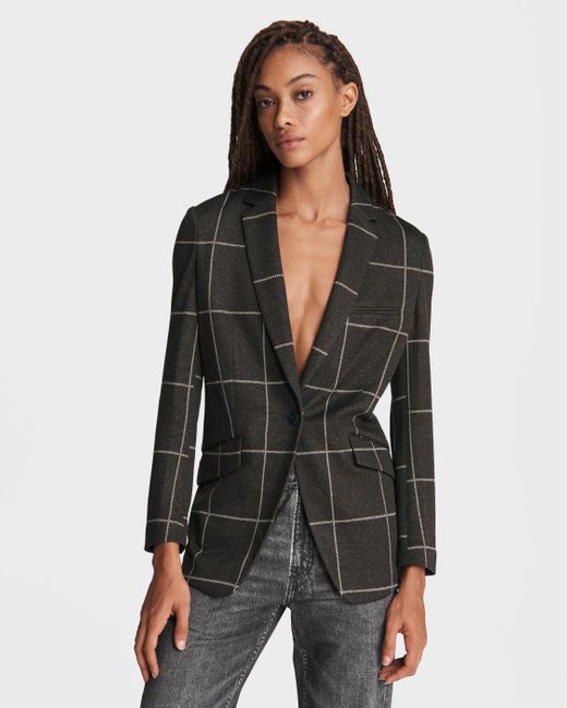 gingham check blazer