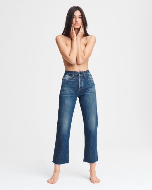 Rag & Bone Denim Maya High Rise Ankle Straight Leg Jeans in Yellow (Blue) - Save 71% - Lyst