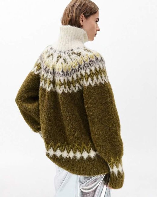 Rag & Bone Green Beth Fair Isle Turtleneck Sweater