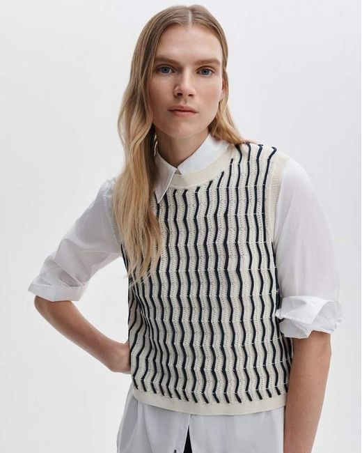 Rag & Bone White Leslie Striped Vest