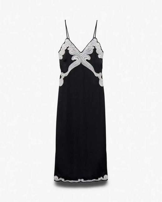Rag & Bone Black Ann Embroidered Slip Dress