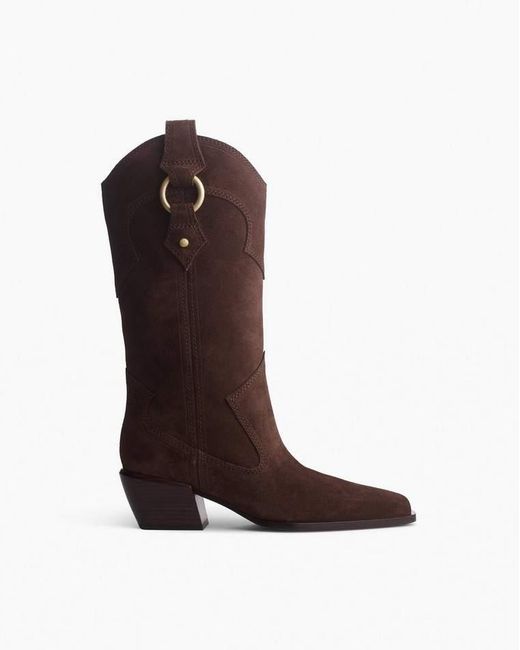 Rag & Bone Brown Joni Suede Cowboy Boots