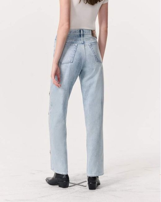 Rag & Bone White Shea Embellished Relaxed Straight Jeans