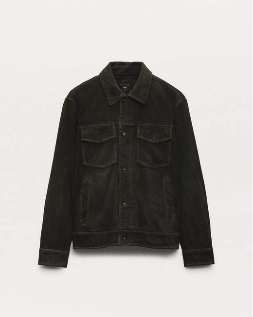 Rag & Bone Black Rb Suede Trucker Jacket for men