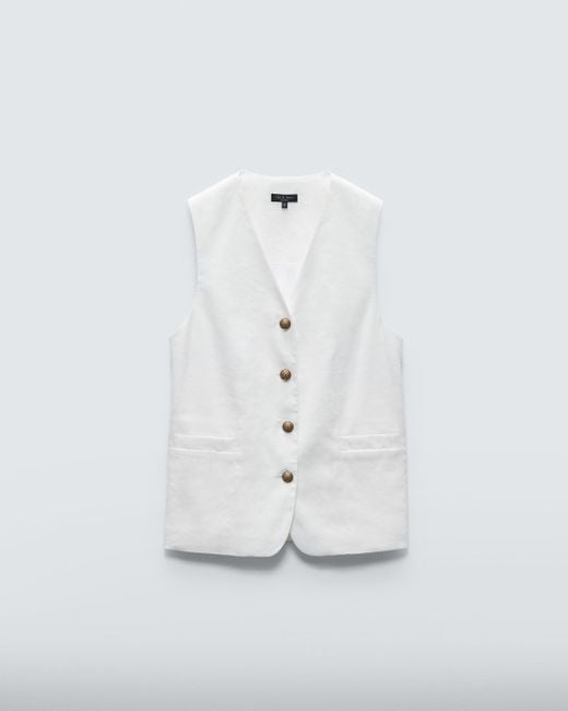 Rag & Bone White Charlotte Linen Vest