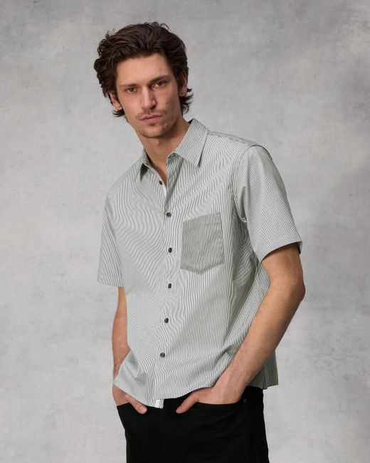 Rag & Bone Gray Dalton Striped Cotton Nylon Shirt for men