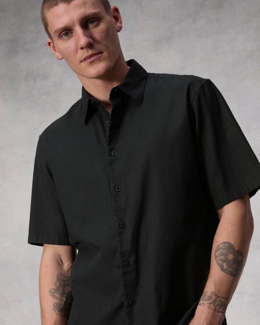 Rag & Bone Black Dalton Cotton Hemp Shirt for men