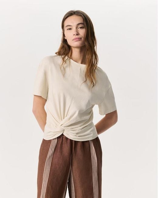 Rag Bone Women's Natural Mica Twist-Detail Draped Cotton T-Shirt