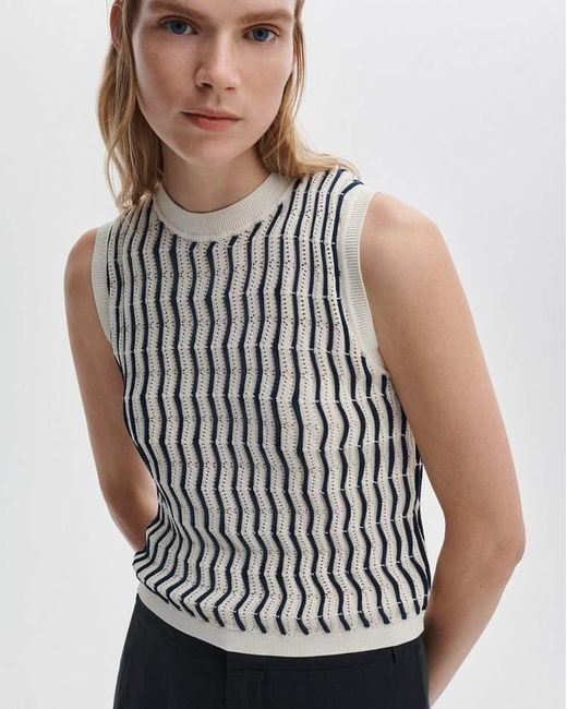 Rag & Bone White Leslie Striped Vest