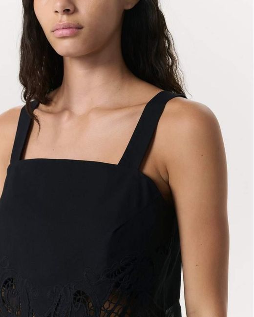 Rag & Bone Black Clem Lace-Trim Poplin Tank Top