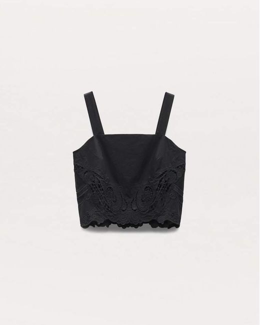 Rag & Bone Black Clem Lace-Trim Poplin Tank Top