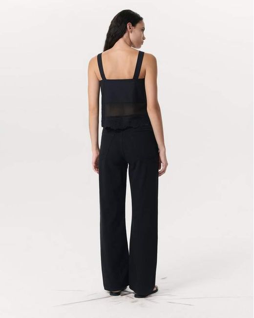 Rag & Bone Black Clem Lace-Trim Poplin Tank Top
